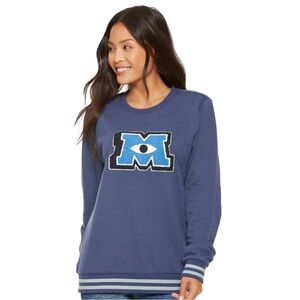 Disney Pixar Women Monsters University Chenille Patch Blue Sweatshirt Small EUC